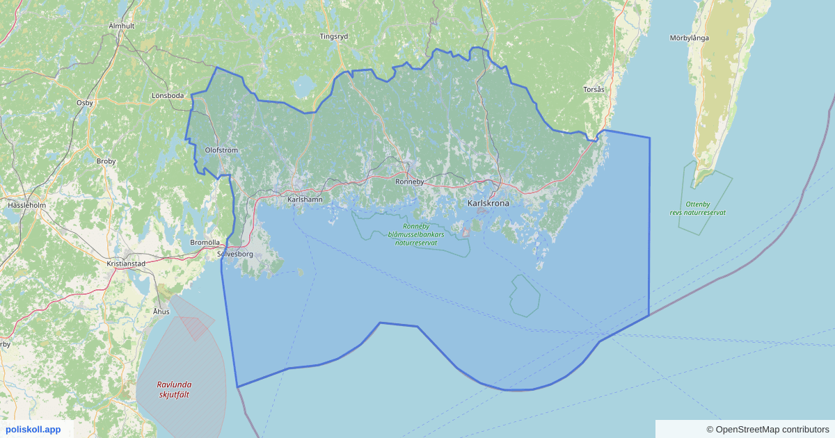 Karta över Blekinge län