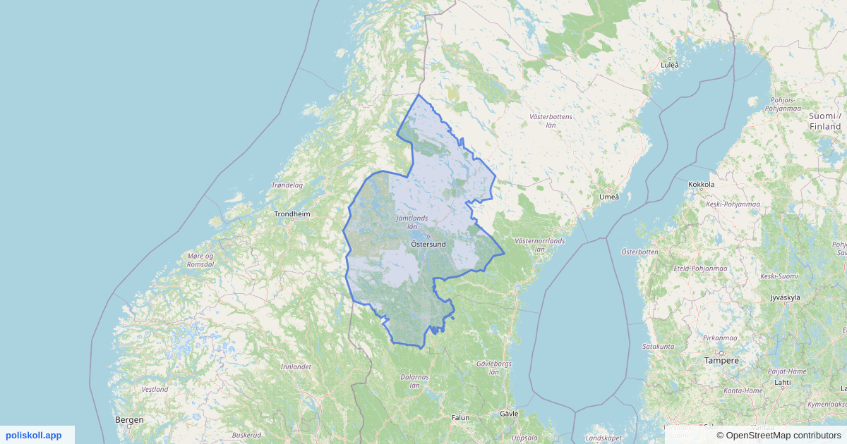 Karta över Jämtlands län
