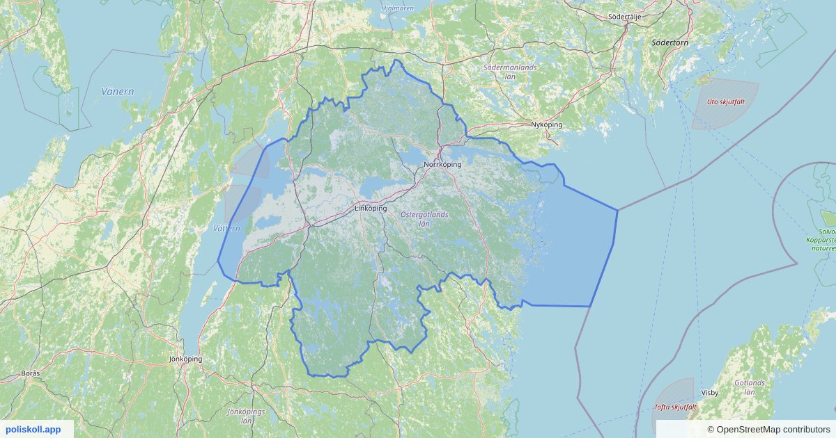 Karta över Östergötlands län