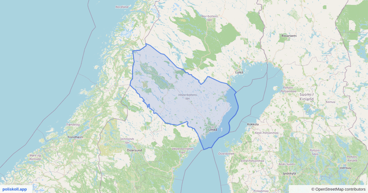 Karta över Västerbottens län