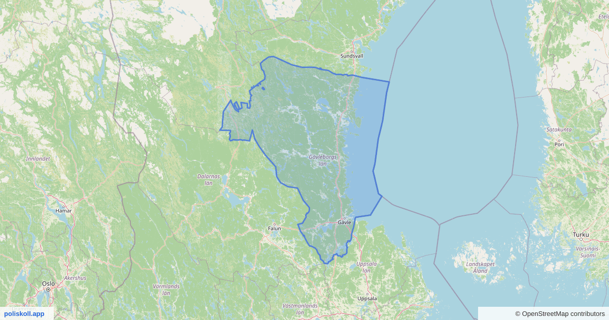 Karta över Gävleborgs län