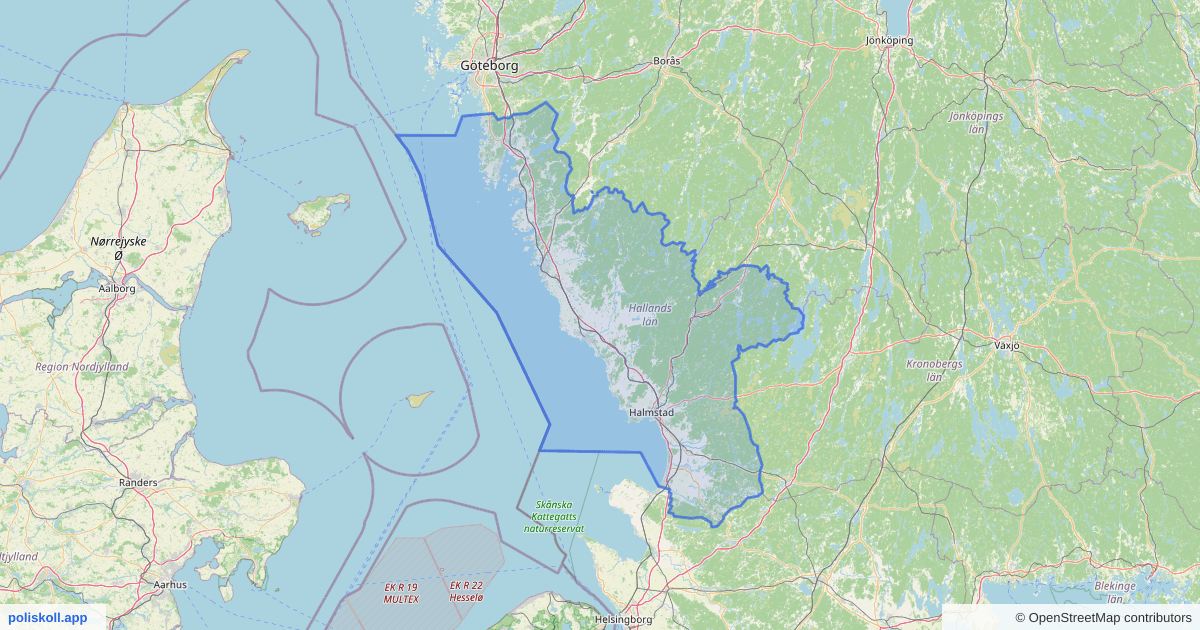 Karta över Hallands län