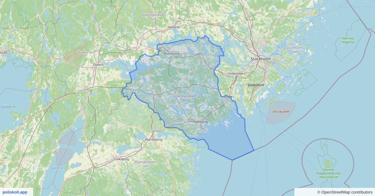 Karta över Södermanlands län
