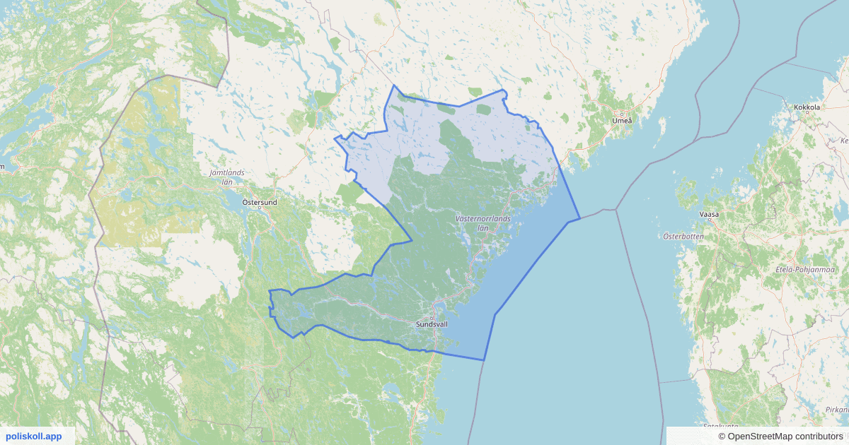 Karta över Västernorrlands län